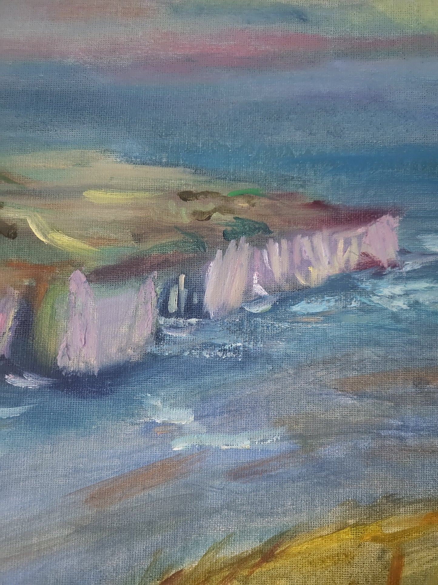 Original Landscape Oil Painting - Sunset at Flamborough on a 50cm x 60cm Canvas