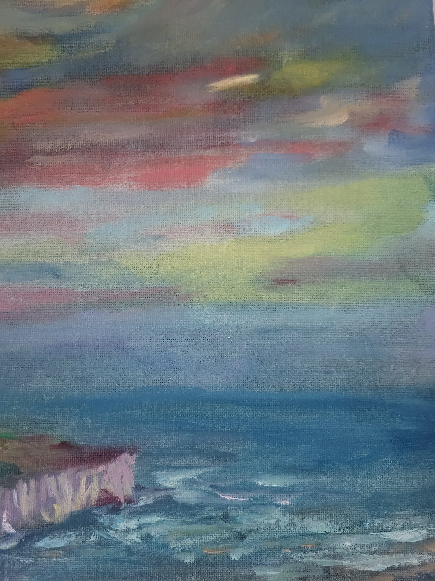 Original Landscape Oil Painting - Sunset at Flamborough on a 50cm x 60cm Canvas