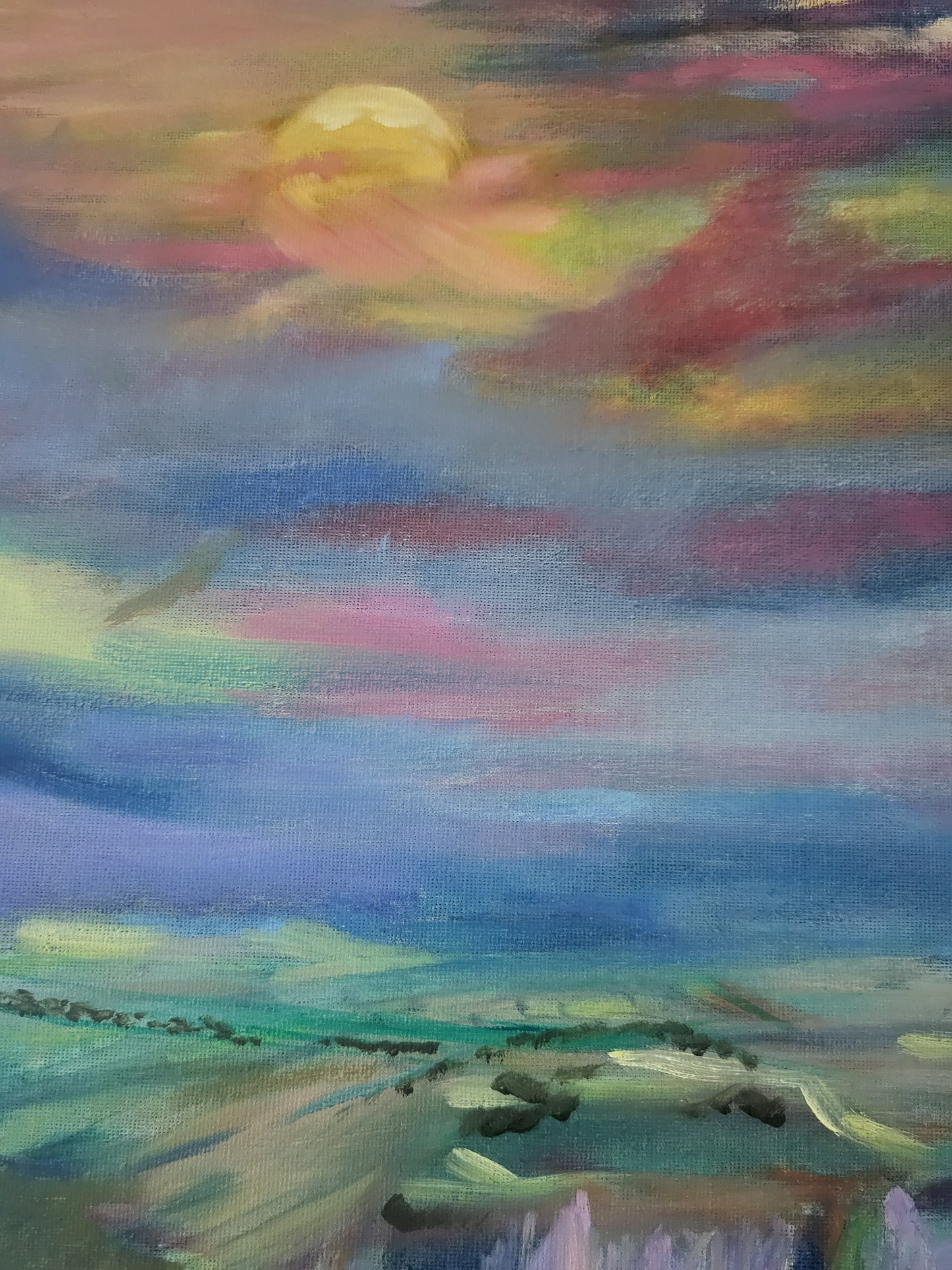 Original Landscape Oil Painting - Sunset at Flamborough on a 50cm x 60cm Canvas