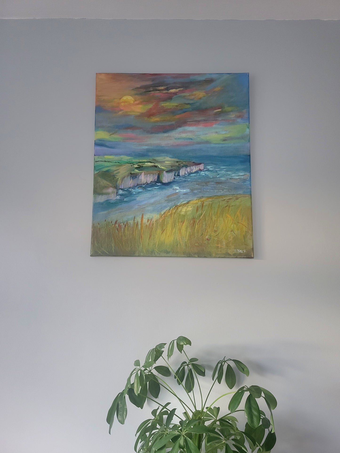 Original Landscape Oil Painting - Sunset at Flamborough on a 50cm x 60cm Canvas