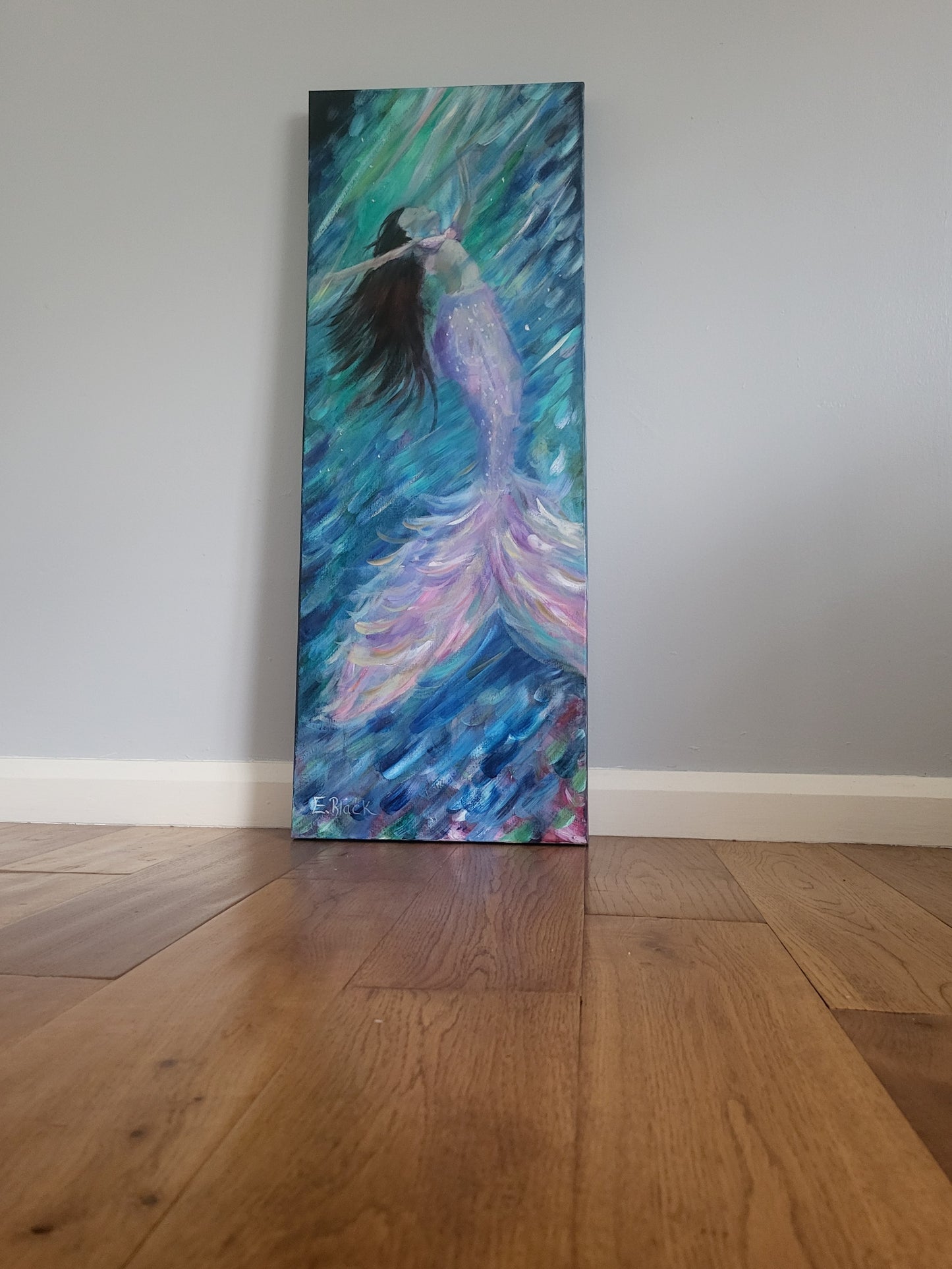 Original Mixed Media - Touch the Light on a 30cm x 80cm Canvas