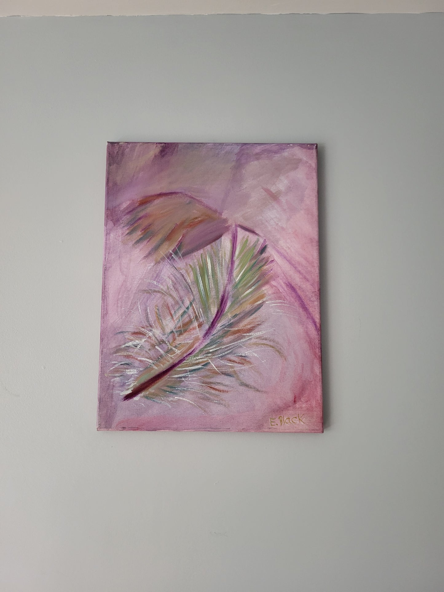 Original Alla Prima - Pink feather - Oil on 30cm x 40cm Canvas
