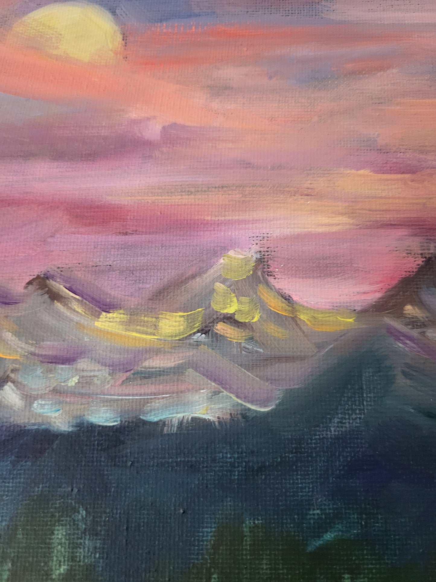 Twilight Mountains – Original Landscape Oil Painting on 30cm x 40cm Canvas - Mountain Sunset Artwork