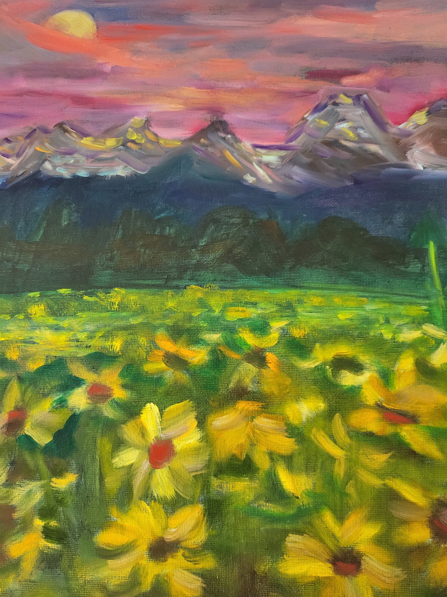 Twilight Mountains – Original Landscape Oil Painting on 30cm x 40cm Canvas - Mountain Sunset Artwork