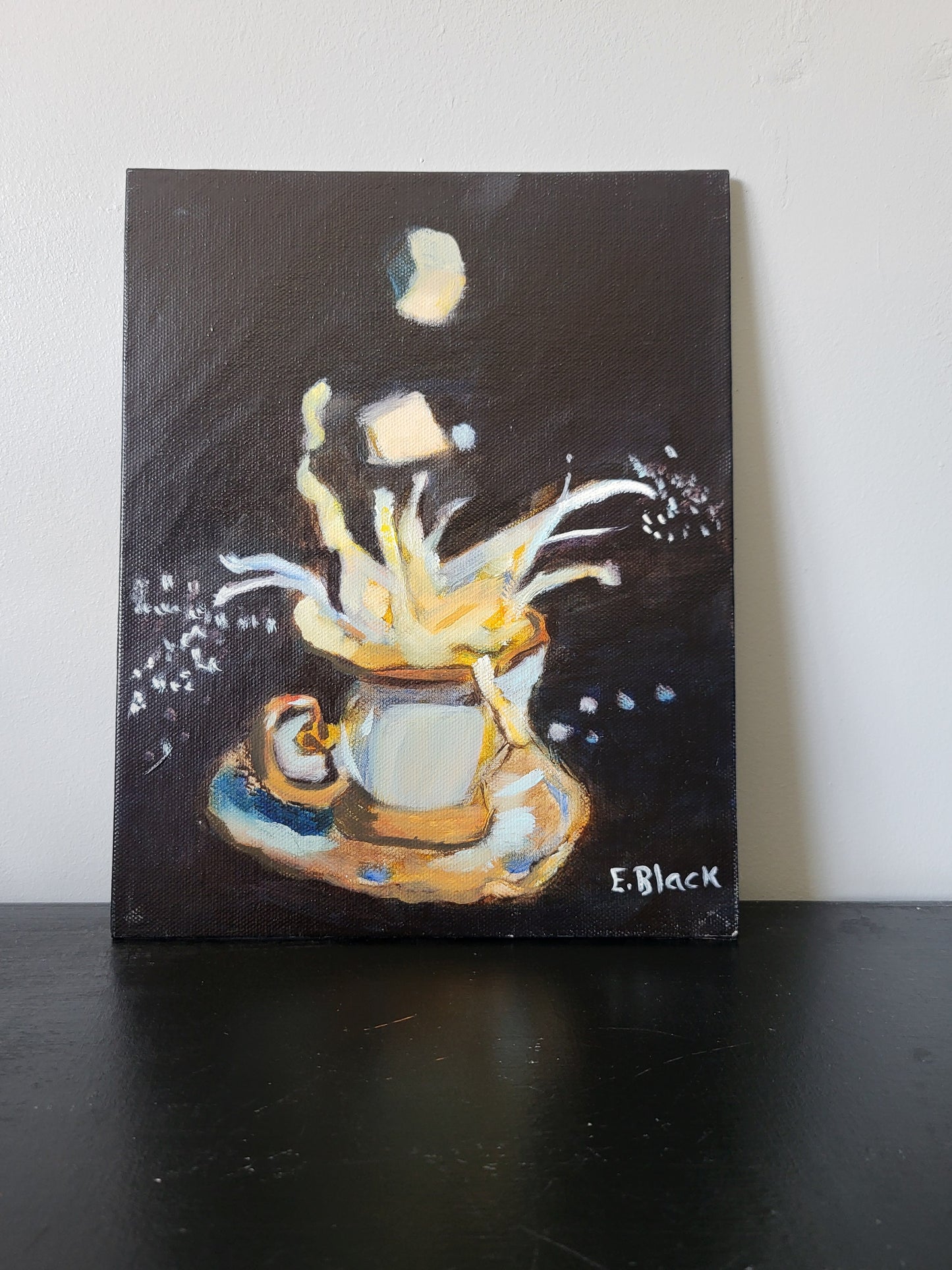Original Oil Painting - Coffee on a 20.3cm x 25.4cm Canvas Board