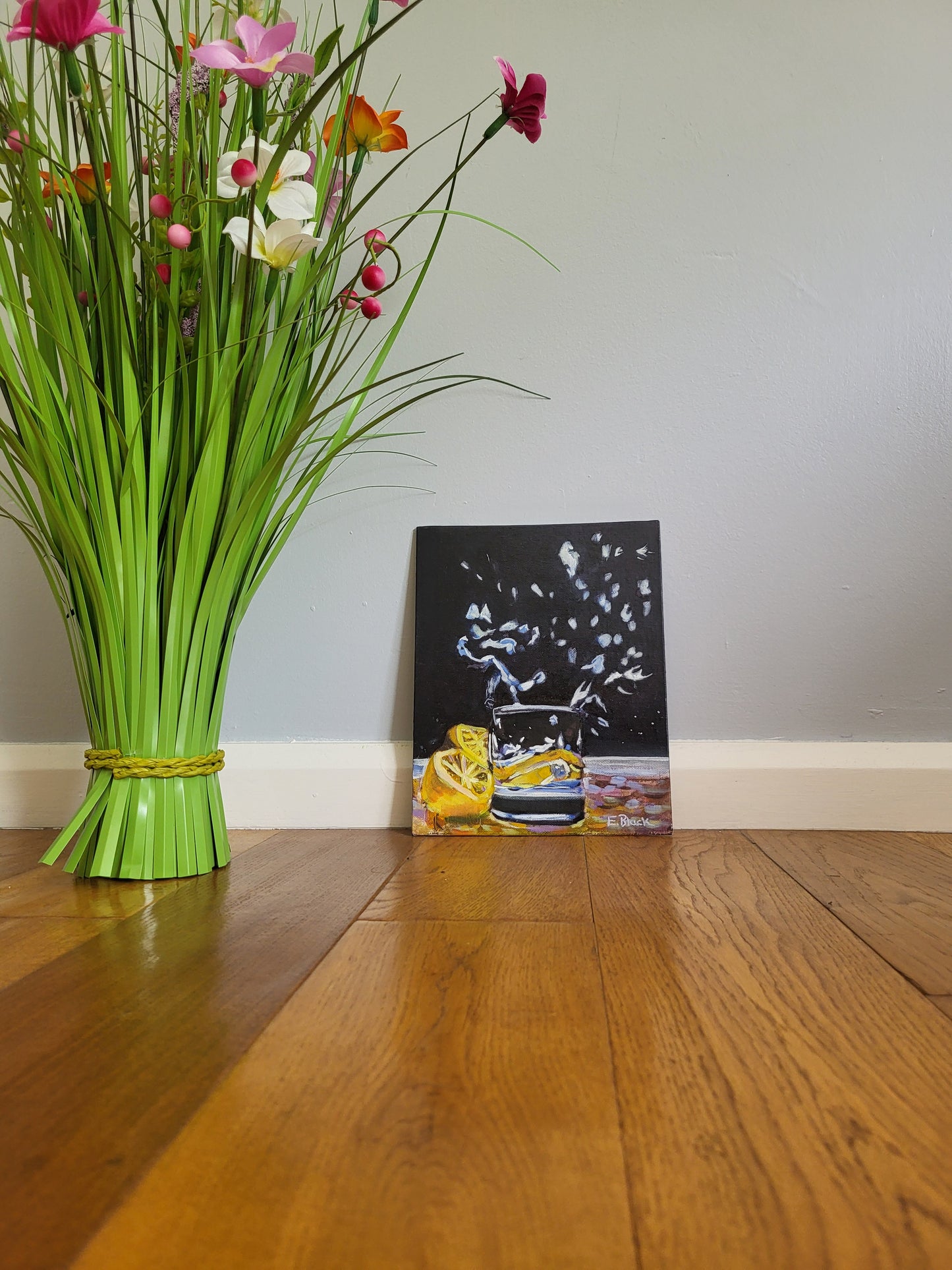 Original Oil Painting - Lemon Water on a 20.3cm x 25.4cm Canvas Board