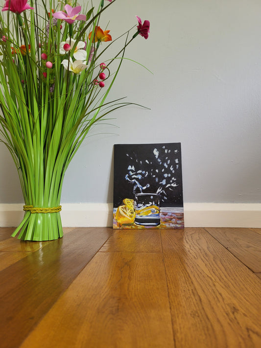 Original Oil Painting - Lemon Water on a 20.3cm x 25.4cm Canvas Board