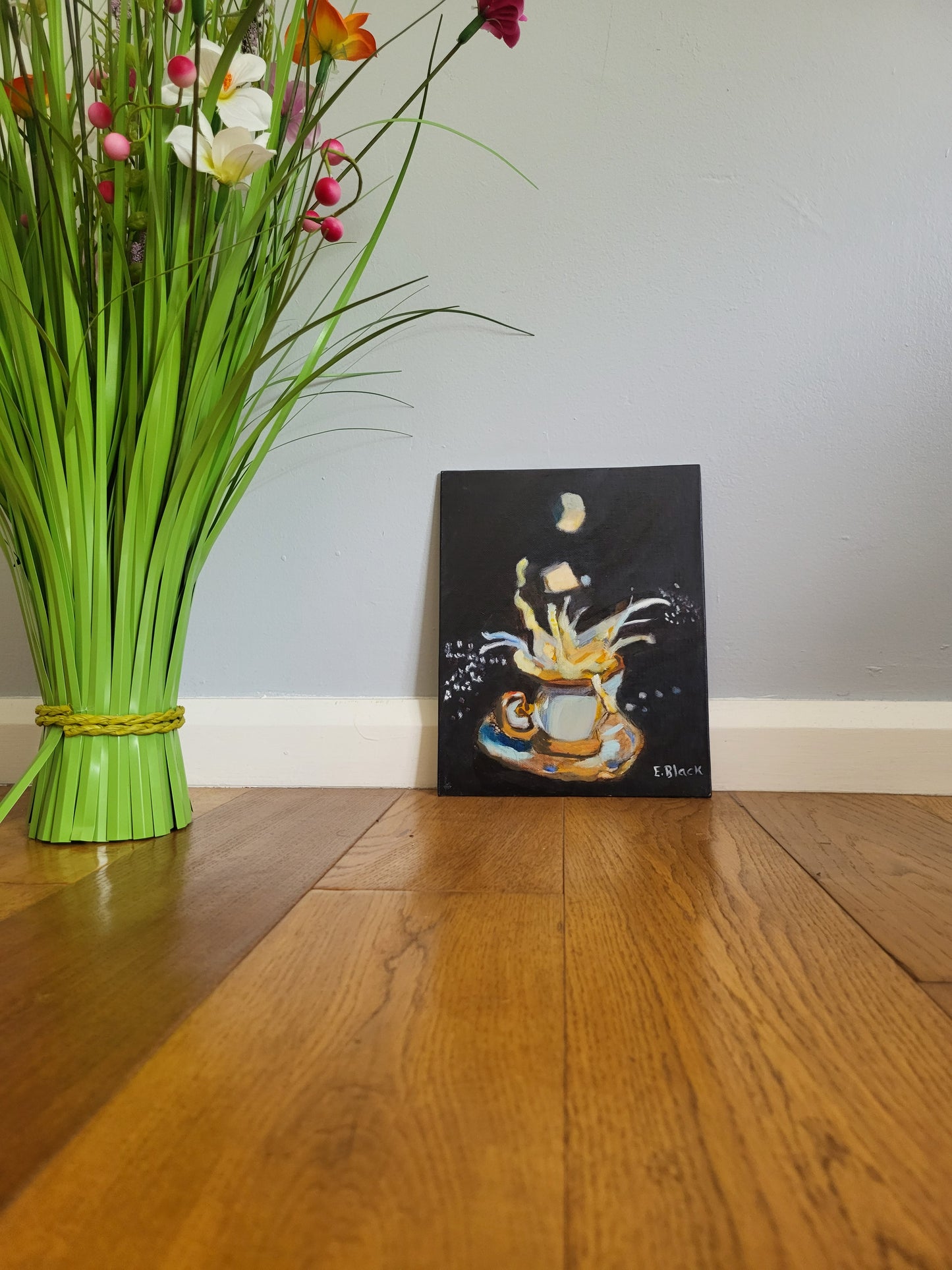 Original Oil Painting - Coffee on a 20.3cm x 25.4cm Canvas Board