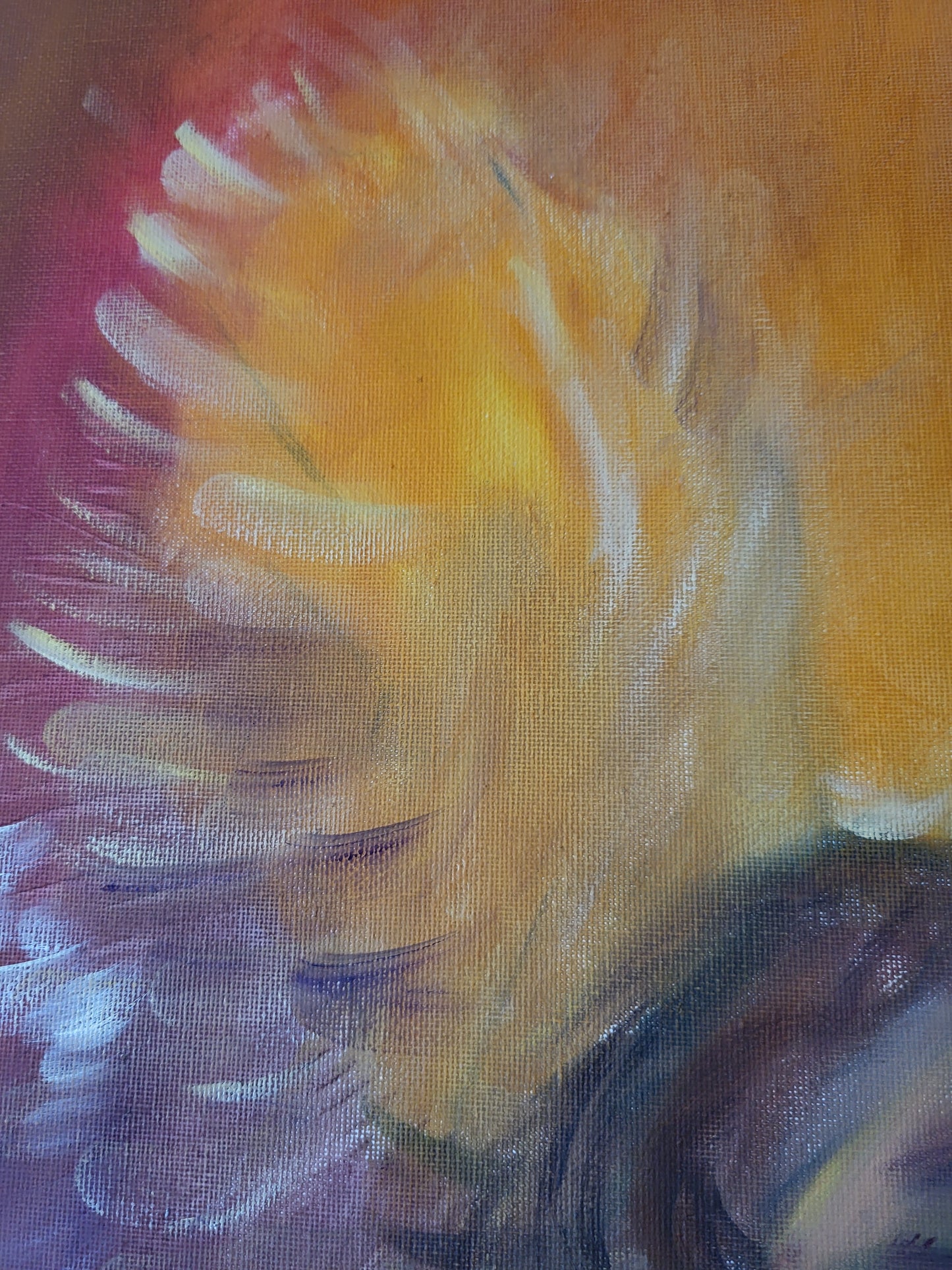 Spiritual Golden Angel Artwork - Fallen Angel Original Oil Painting on Canvas on a 50cm x 60cm Canvas