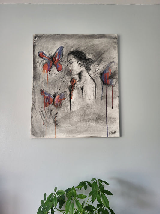 The Weeping Rose - Original Mixed Media on 50cm x 60cm Canvas