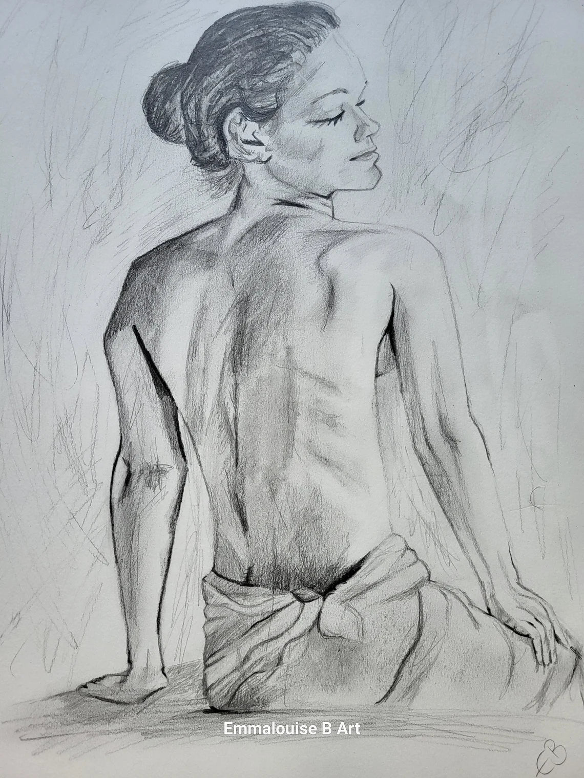 Original Figurative Pencil Drawing on 49.7cm x 42cm Cartridge Paper