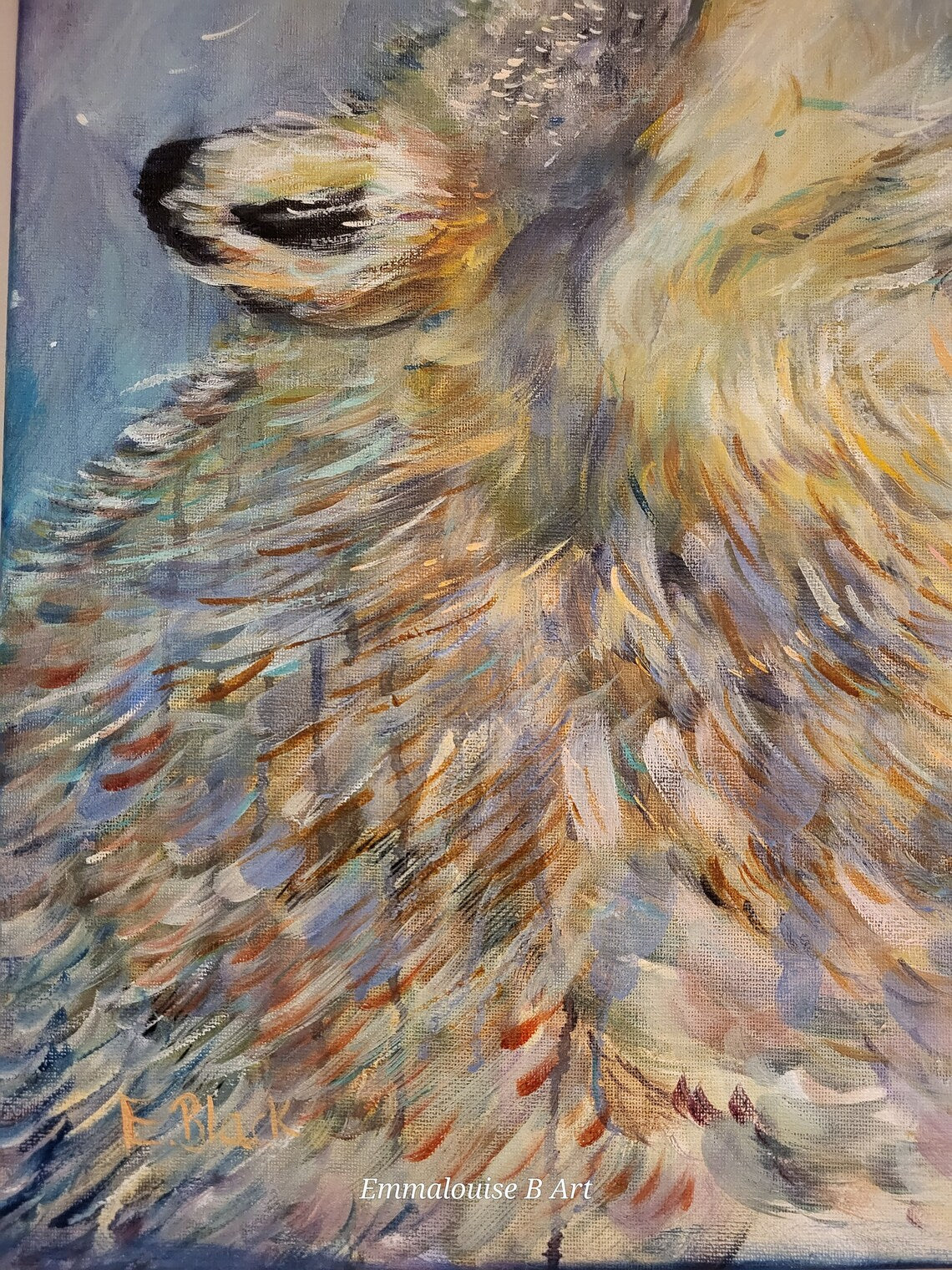 Howling Wolf - Original Oil Painting on a 50cm x 60cm Canvas