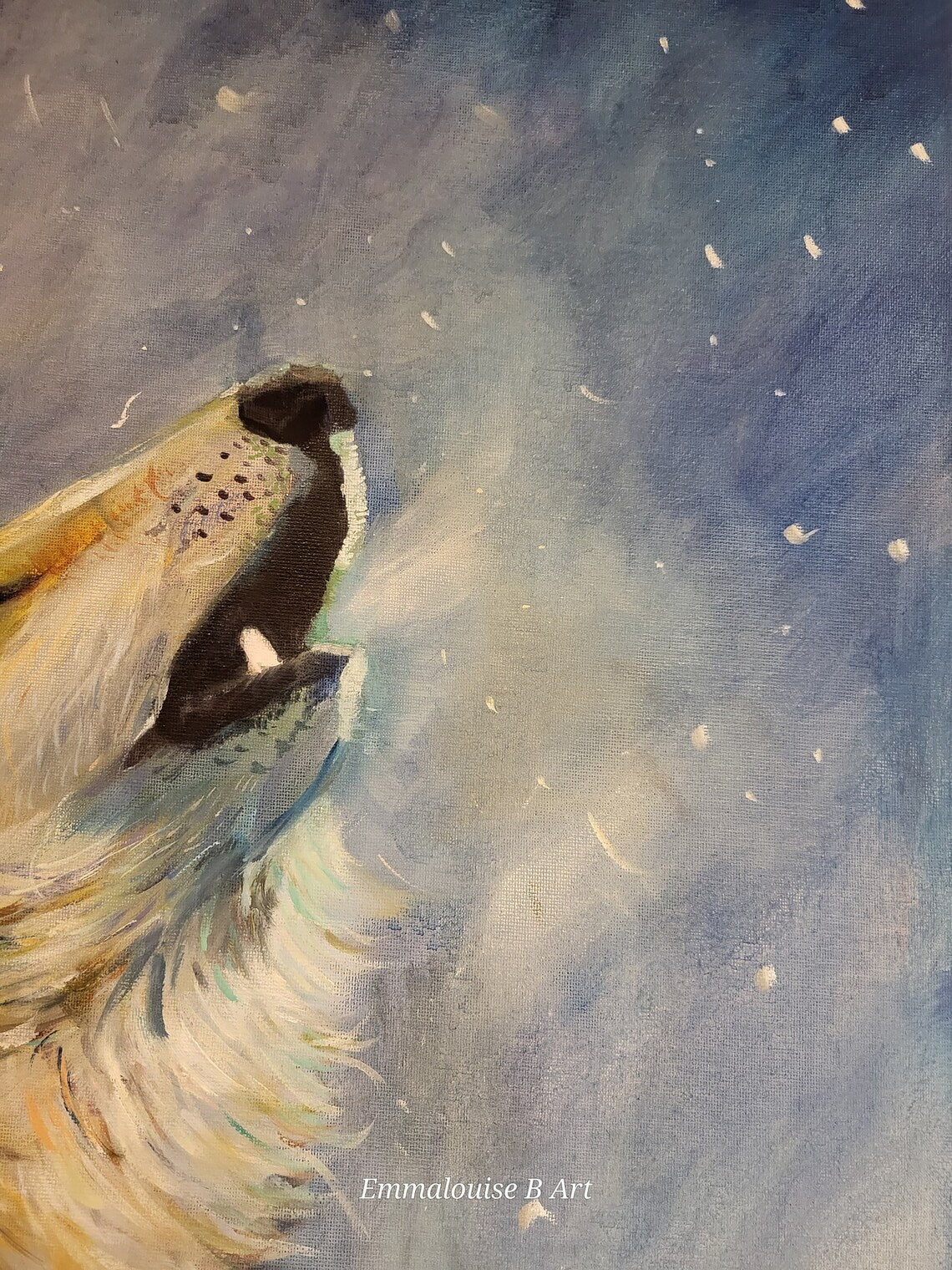 Howling Wolf - Original Oil Painting on a 50cm x 60cm Canvas