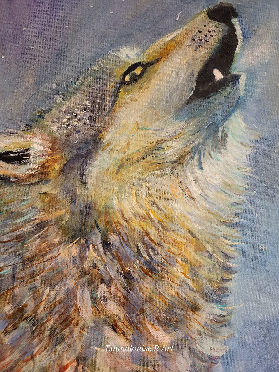Howling Wolf - Original Oil Painting on a 50cm x 60cm Canvas