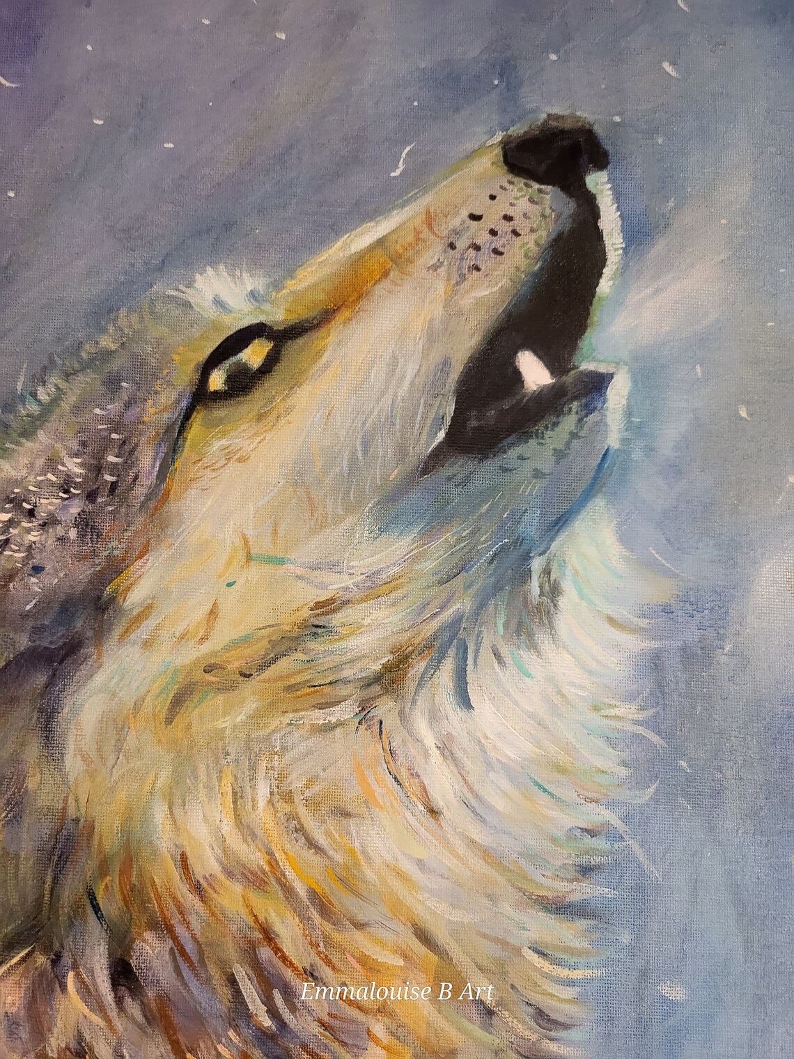 Howling Wolf - Original Oil Painting on a 50cm x 60cm Canvas