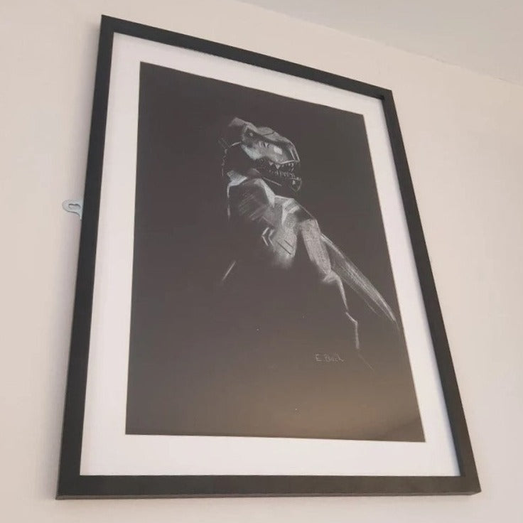 Tyrannosaurus Rex - Original Chalk Drawing on 59.4cm x 42cm Black Paper