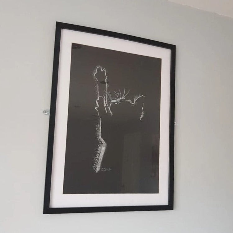 Original Chalk Drawing - Kitten on 59.4cm x 42cm Black Paper