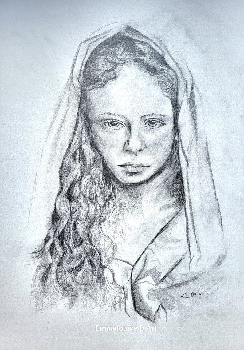 Original Pencil Portrait Drawing on 59.4cm x 42cm Cartridge Paper