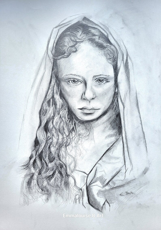 Original Pencil Portrait Drawing on 59.4cm x 42cm Cartridge Paper