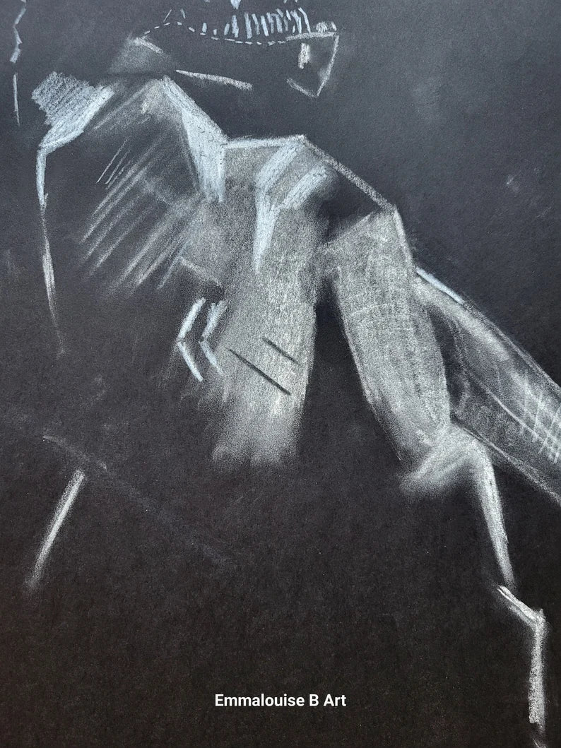 Tyrannosaurus Rex - Original Chalk Drawing on 59.4cm x 42cm Black Paper