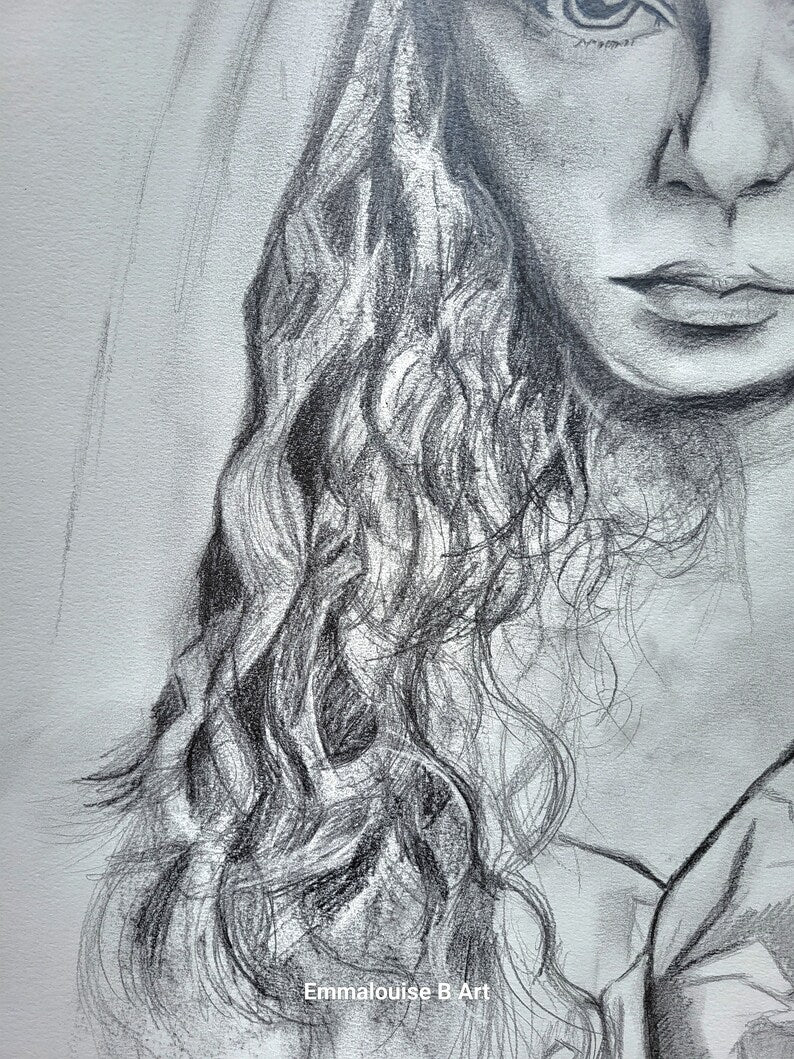 Original Pencil Portrait Drawing on 59.4cm x 42cm Cartridge Paper