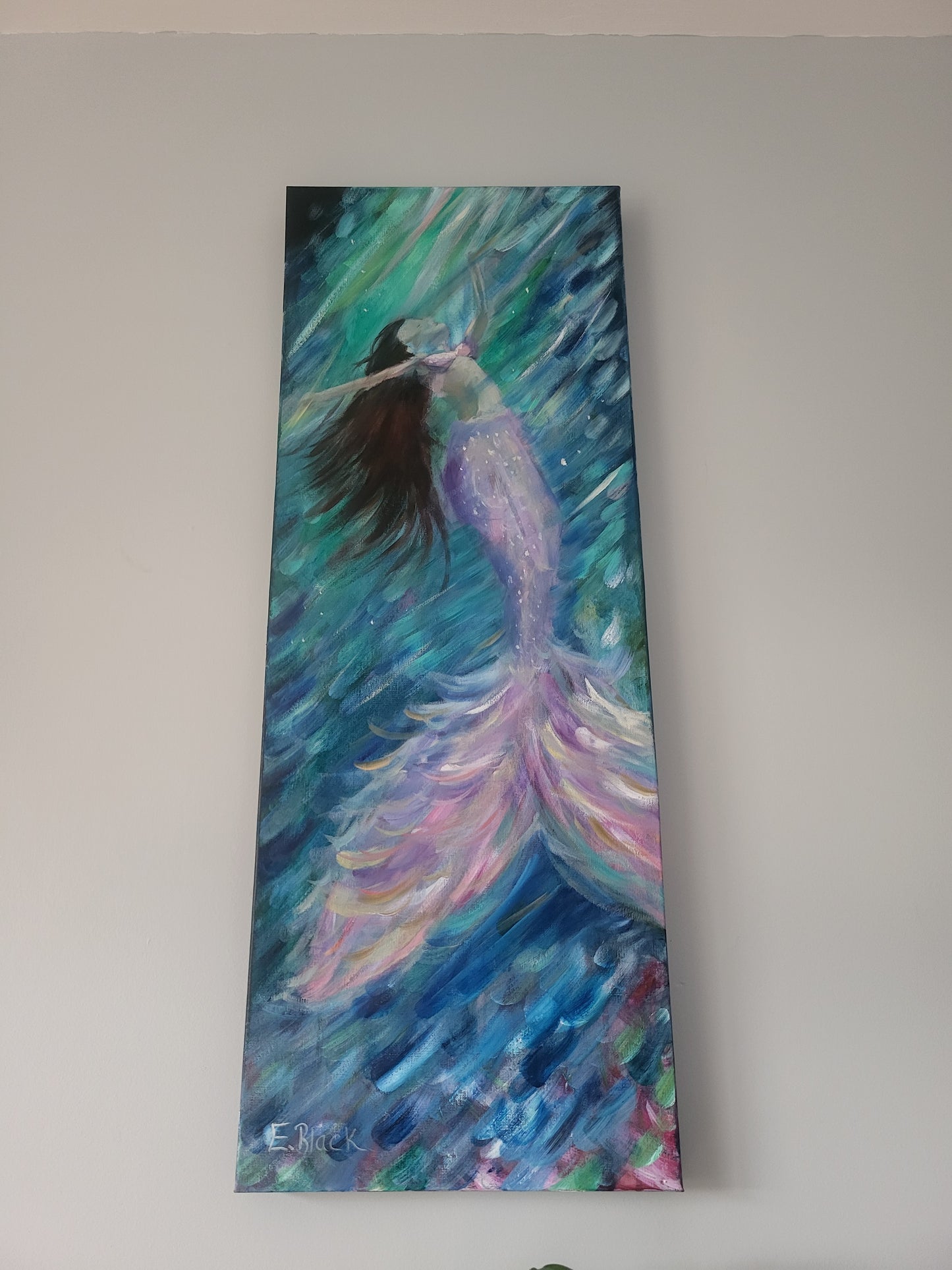 Original Mixed Media - Touch the Light on a 30cm x 80cm Canvas