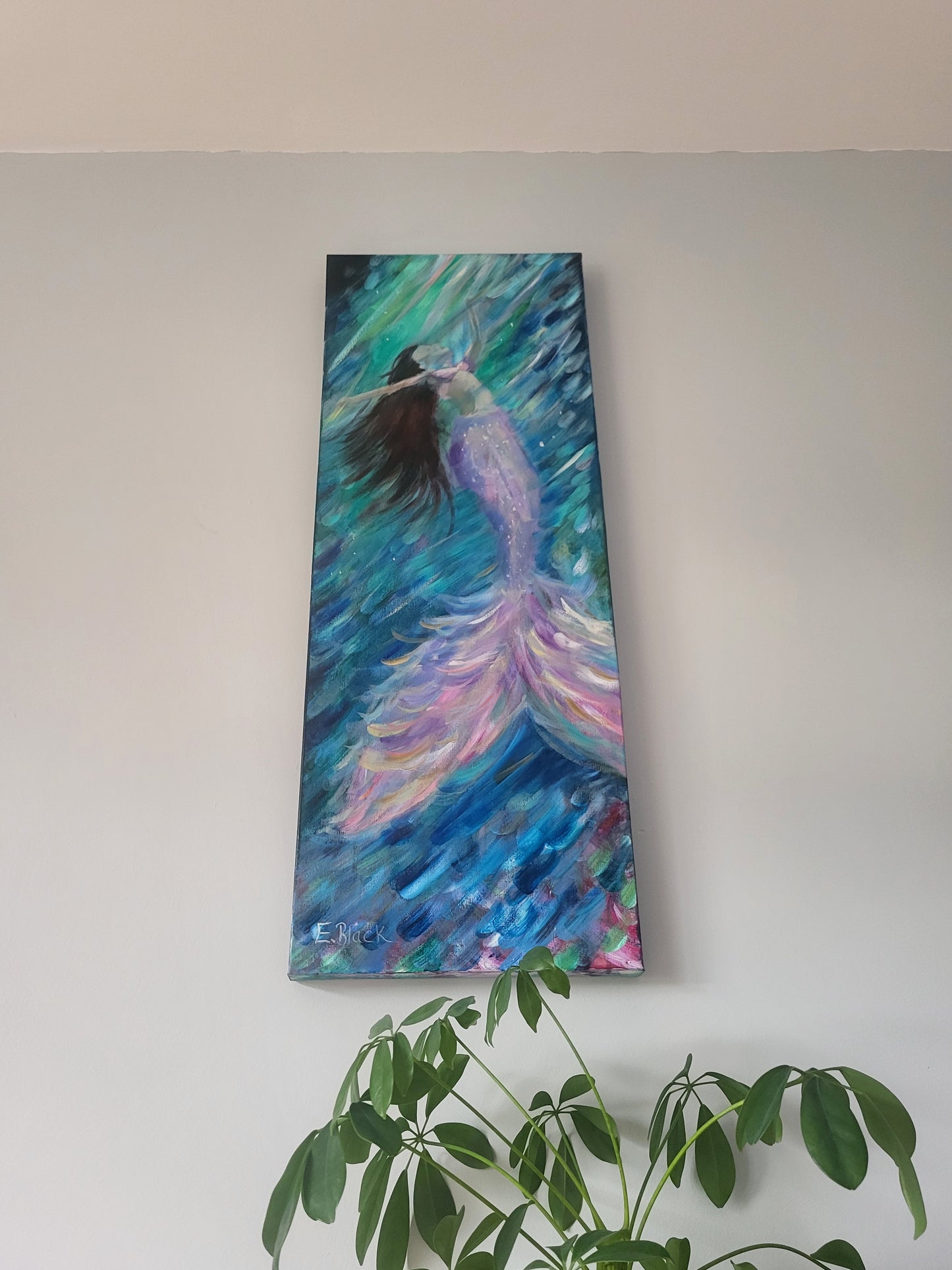 Original Mixed Media - Touch the Light on a 30cm x 80cm Canvas