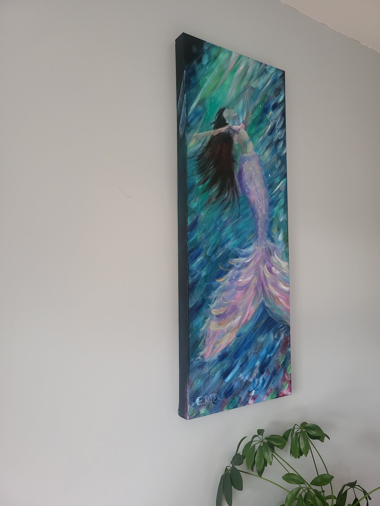 Original Mixed Media - Touch the Light on a 30cm x 80cm Canvas