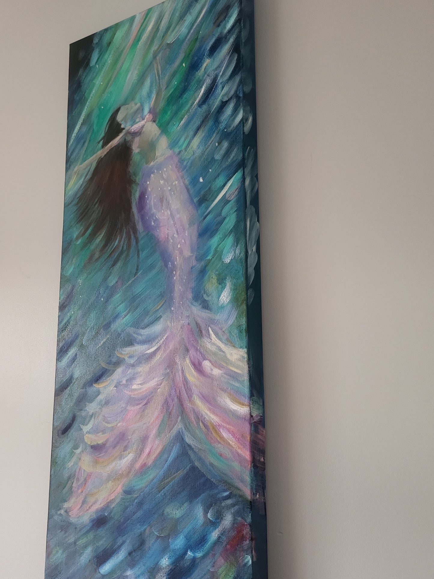 Original Mixed Media - Touch the Light on a 30cm x 80cm Canvas