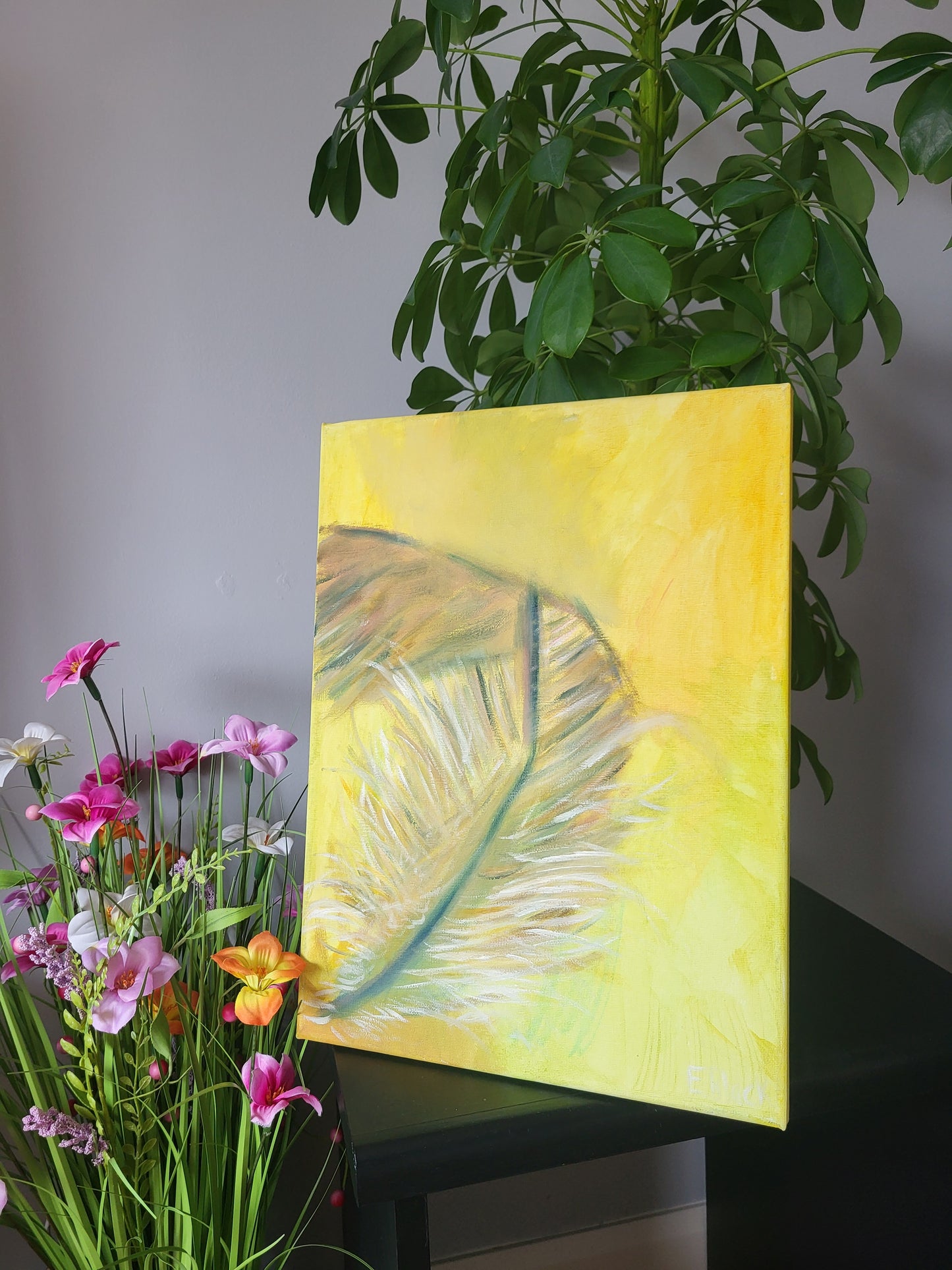 Original Alla Prima - Yellow Feather - Oil on 30cm x 40cm Canvas