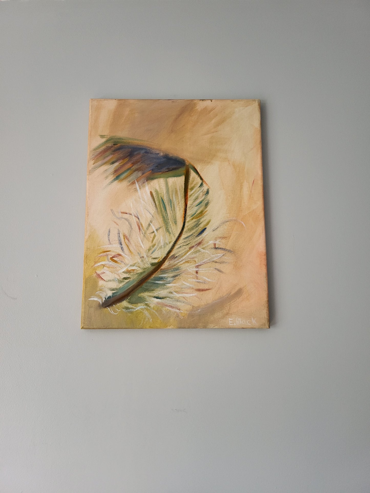 Original Alla Prima - Brown feather - Oil on a 30cm x 40cm Canvas