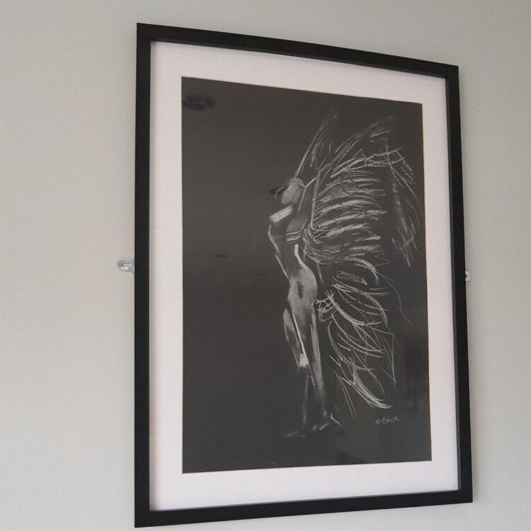 Original Chalk Drawing - White Light on 59.4cm x 42cm Black Paper